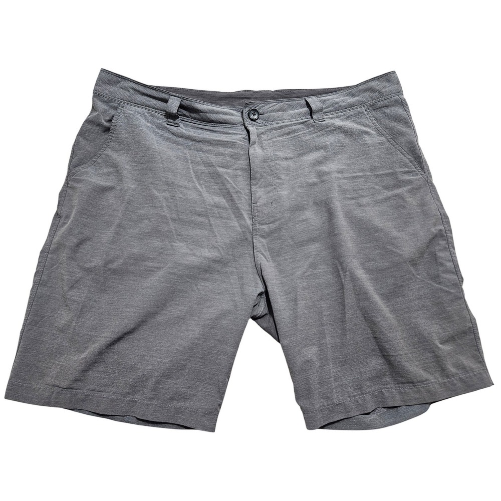 Prana Breathe Mens Charcoal Grey Heather Hybrid Active Hiking Shorts Size 40
